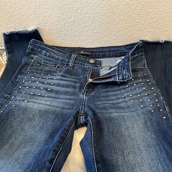 KanCan ESTILO WOMENS 27 STUDDED RIPPED SKINNY JEANS RAW HEM DISTRESSED, MED WASH - Picture 8 of 10